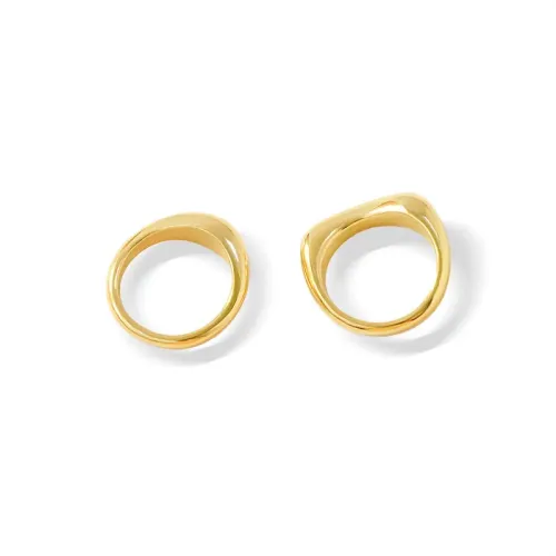 FXRT117 Unisex 18K Gold Plated Geometric Ring Water Resistant for Everyday Wear