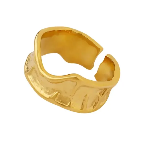 FXRT70 Adjustable High Gloss Volcanic Texture Ring Minimalist Open Design