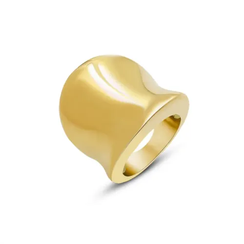 FXRT208 Women's Elegant Curved Plain Band Ring Simple Gold Plated Jewelry