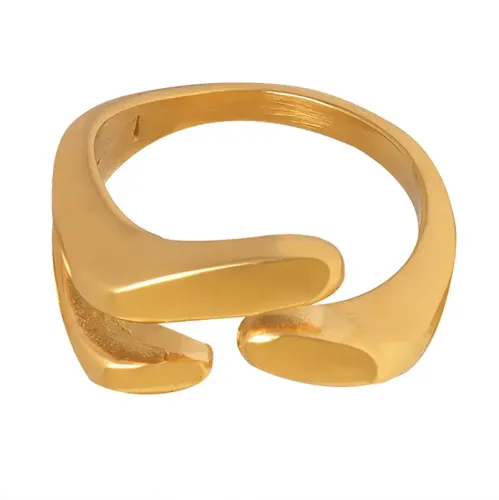 FXRT235 Unisex Geometric Claw Clasp Rings Irregular Gold Plated Open Ring Design