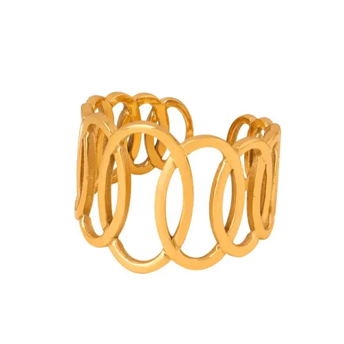 FXRT126 Elegant Intertwined Circle Ring, Gold Plated Love Knot Jewelry for Her