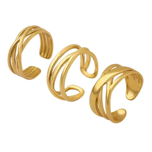 FXRT19 Love & Faith C Shaped Stackable Rings Open Couple Bands Set