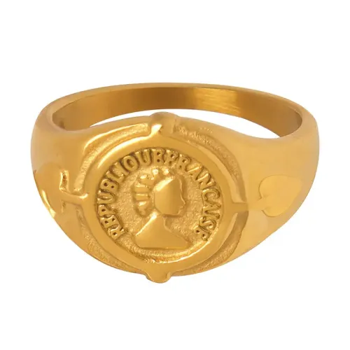 FXRT150 Unisex Stainless Steel English engrave Portrait Ring, Trendy Alphabet Band