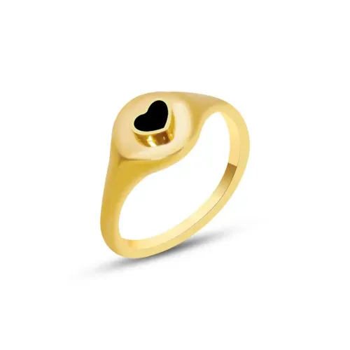 FXRT376 18K Gold Plated Heart Shaped Oil Drip Ring Xiaoqing Style Jewelry for Women