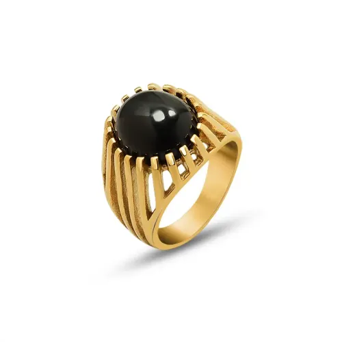 FXRT27 Hip Hop Greek OL Style Cat's Eye Stone Ring Heavy Industry Crafted Statement Band