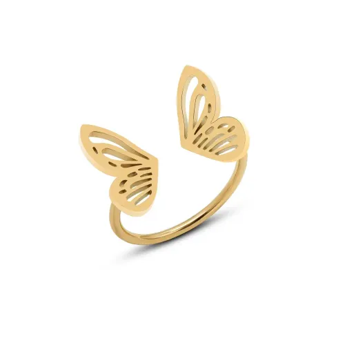 FXRT18 18K Gold Hollow Butterfly Open Ring Adjustable Index Finger Tail Jewelry