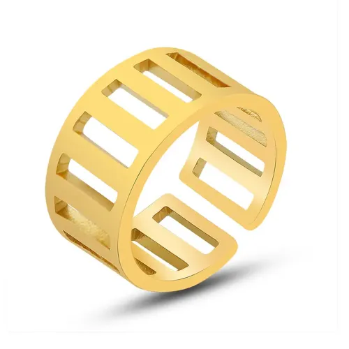 FXRT358 Geometric 18K Gold Plated Open Tail Ring Modern Hollow Jewelry Design