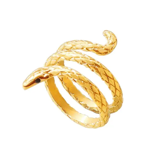 FXRT13 Women's Surround Snake Ring Cool Serpentine Band Jewelry in Silver and Gold Tones