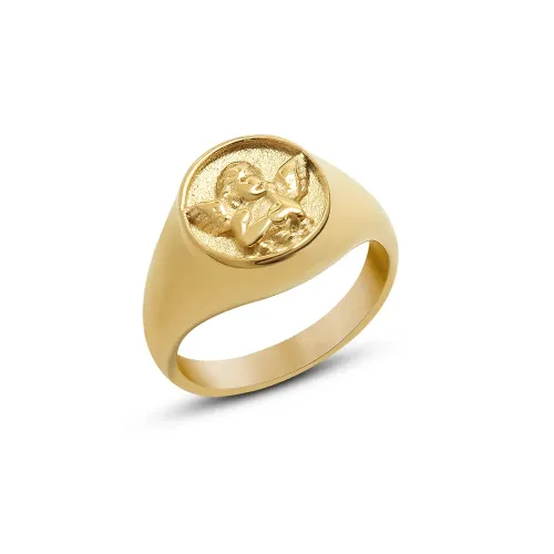FXRT75 Angel Boy 18K Gold Index Finger Ring Divine Child Statement Piece