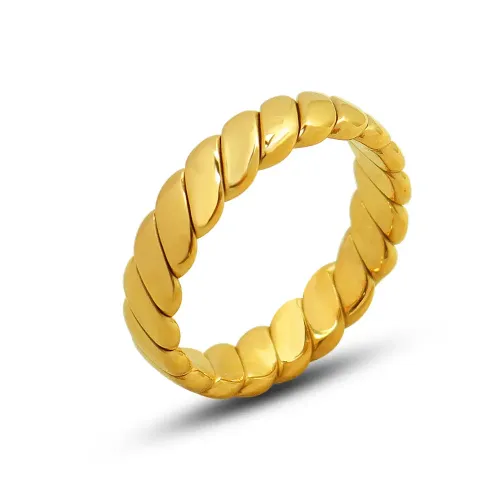 FXRT2 18K Gold Plated Geometric Ring Modern Real Gold Fashion Jewelry Accessory