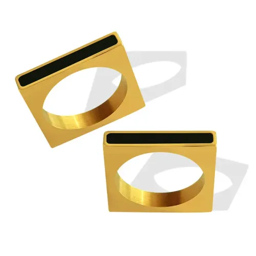 FXRT140 Chic 18K Gold Plated Geometric Square Ring for Women, Elegant Jewelry Piece