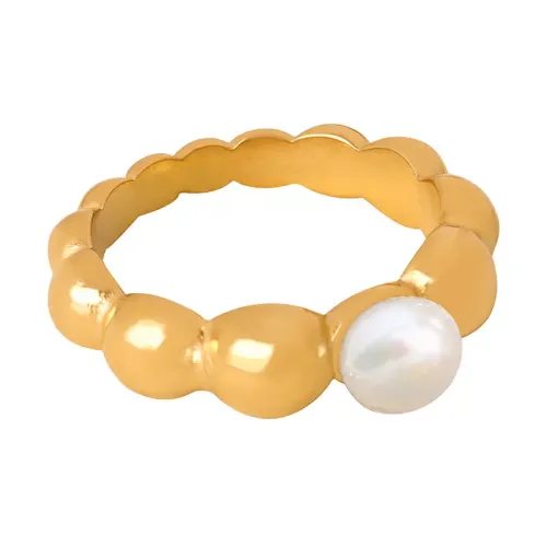 FXRT306 Elegant Women's Gold Plated Freshwater Pearl Ring, Timeless Fashion Jewelry