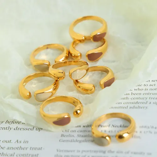 FXRT39 18K Gold Plated Open Drip Oil Ring Elegant Jewelry for Women