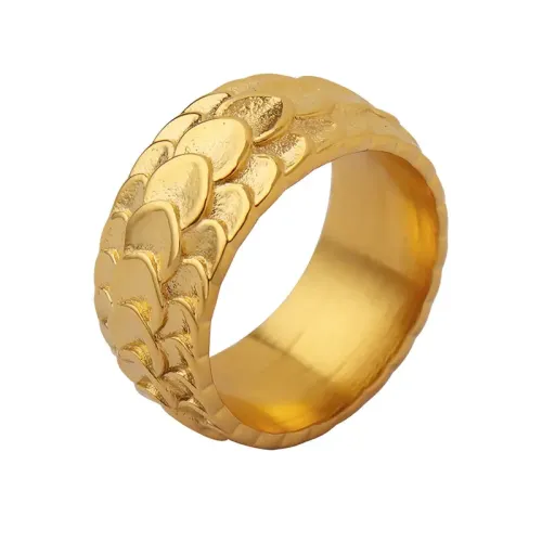 FXRT248 Non Fading Gold Plated Fish Scale Ring Durable Jewelry Accessories for Women