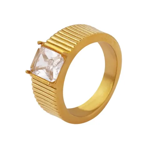 FXRT219 18K Gold Plated Zirconia Couple's Ring Romantic Matching Bands