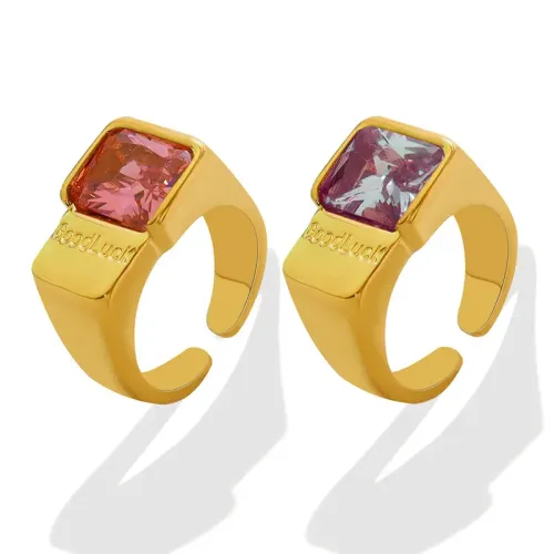 FXRT155 Unisex Zircon Inlaid Geometric Ring, Pastoral Style Band for Men & Women
