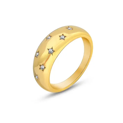 FXRT85 18K Gold Plated Gypsophila Zirconia Ring Delicate Women's Jewelry
