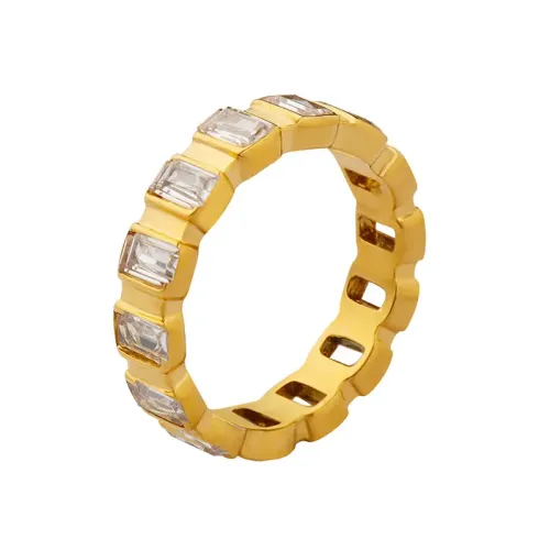 FXRT32 Luxury Full Diamond Zircon Gold Plated Ring Elegant Index Finger Statement Piece