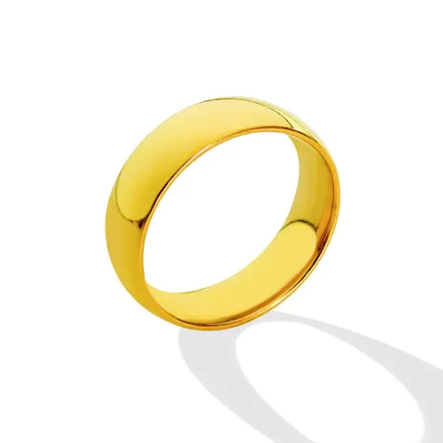 FXRT344 Minimalist Glossy Gold Plated Index Finger Ring Sleek Round Band