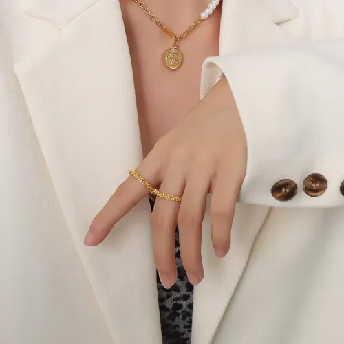 FXRT201 18K Real Gold Plated Sparkling Cauliflower Ring Elegant Jewelry for Women