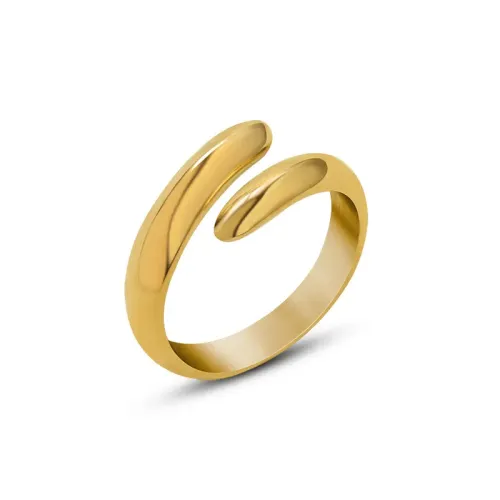 FXRT279 18K Gold Plated Smooth Plain Ring for Women Classic Index Finger Band