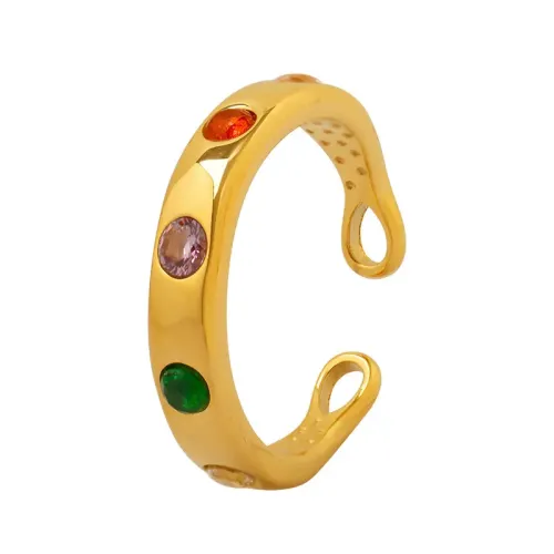 FXRT94 Korean Style Colorful Zircon Open Ring Trendy Women’s Index Finger Jewelry