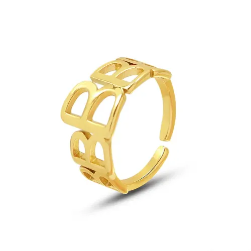 FXRT362 Women's 18K Gold Plated Letter Open Ring Personalized Alphabet Jewelry