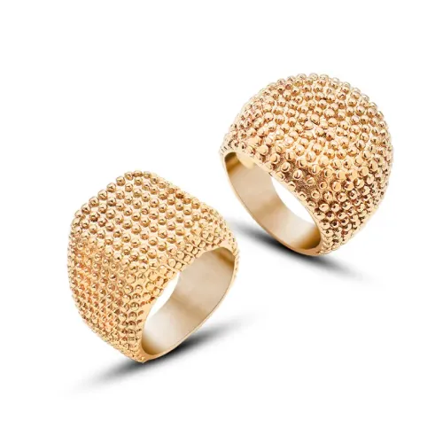 FXRT390 Hip Hop Ring with Concave Dots Square & Round Cast, Unisex Street Style