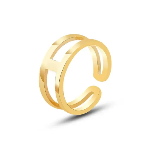 FXRT260 18K Real Gold Plated Hollow Open Ring Chic Fine Jewelry Accessory