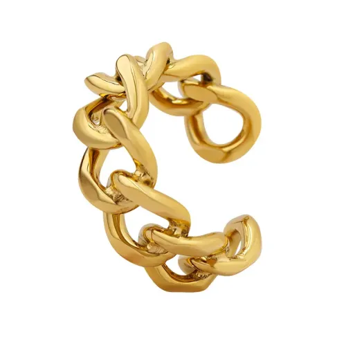 FXRT103 Trendy Hollow Twist Chain Open Ring Adjustable Statement Jewelry