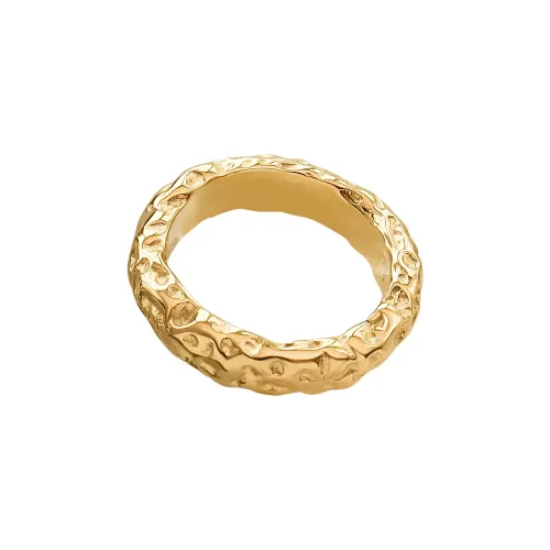 FXRT31 18K Gold Women's Hammered Texture Ring Chic Tinfoil Finish Index Finger Jewelry