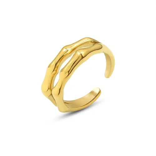 FXRT30 Double Layer Bamboo Style Gold Plated Open Ring Wholesale Index Finger Jewelry