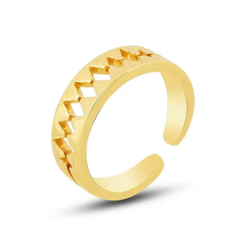 FXRT363 Chic 18K Gold Plated Tooth Shaped Hollow Ring Unique Irregular Open Design Jewelry