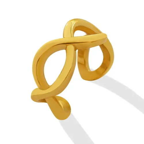 FXRT347 18K Gold Plated 8 Digit Tail Ring Non Fading Open Geometric Jewelry