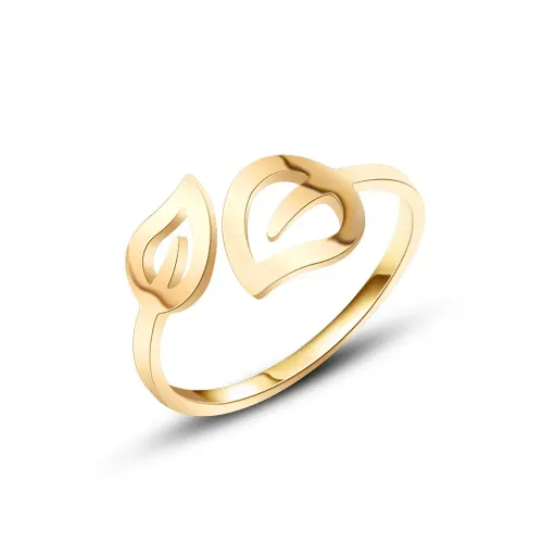 FXRT283 Adjustable 18K Gold Leaf Tail Ring Open Index Finger Band for Women