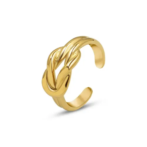 FXRT213 18K Gold Brand Love Lucky Knot Open Ring Chic Knotted Statement Jewelry