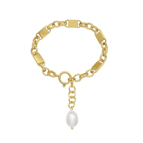 FXRT380 Elegant 18K Gold Plated Freshwater Pearl Bracelet for Women Classic Jewelry