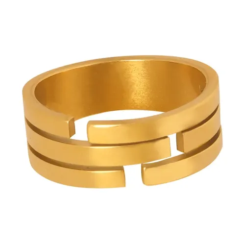 FXRT237 Wholesale Unisex Hip Hop Gold Plated Geometric Rings for Men & Women