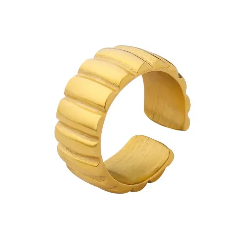 FXRT286 Chic 18K Gold Threaded Stripe Open Ring Elegant Index Finger Jewelry for Women