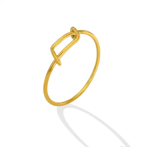FXRT345 Elegant Irregular Geometric Knotted Ring 18K Real Gold Fine Jewelry
