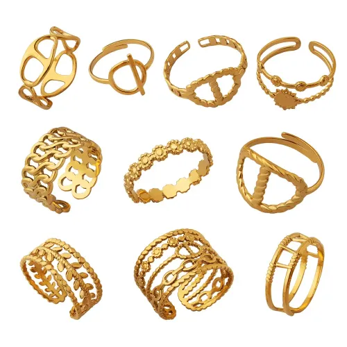 FXRT181 Women's Mixed Geometric Ring Set, Diverse ...