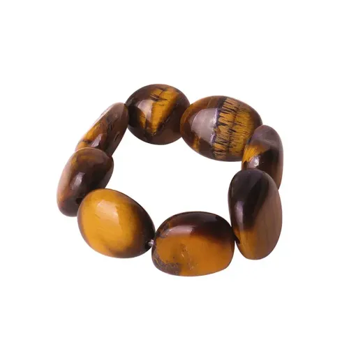 FXRT34 Elegant Women's Tiger Eye Stone Ring Natural Gemstone Elastic Rope Jewelry