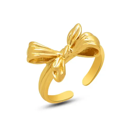 FXRT193 Chic Bow Open Ring 18K Gold Plated Adjustable Jewelry Piece