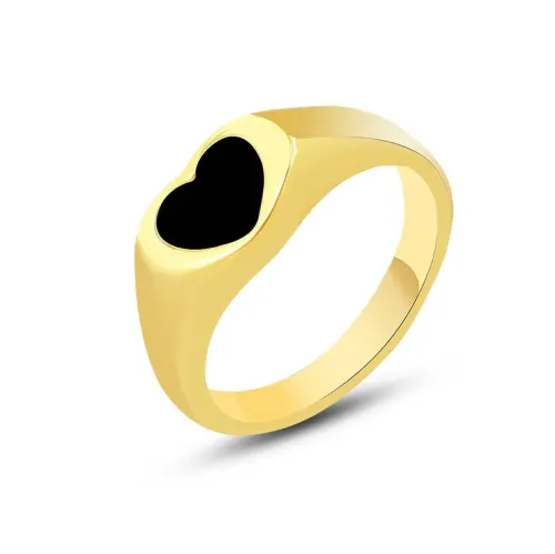 FXRT261 Women's 18K Real Gold Plated Heart Shaped Ring Elegant Love Jewelry