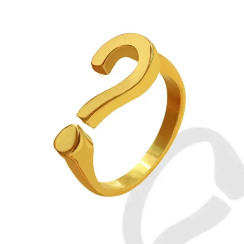 FXRT346 Women's 18K Gold Plated Question Mark Adjustable Ring Wholesale Jewelry