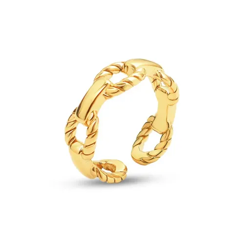 FXRT290 Chic 18K Gold Plated Chain Ring for Women Adjustable Open Index Finger Jewelry
