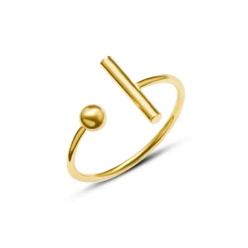 FXRT23 18K Gold T Shaped Open Index Finger Ring Couple's Tail Ring in Stainless Steel