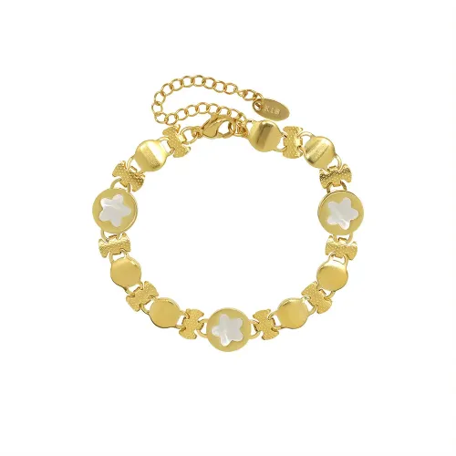 FXRT299 18K Gold Plated White Seashell Bracelet Geometric Elegance for Women