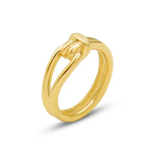 FXRT270 Stacked Hollow Knotted Rings 18K Real Gold Plated Jewelry Set