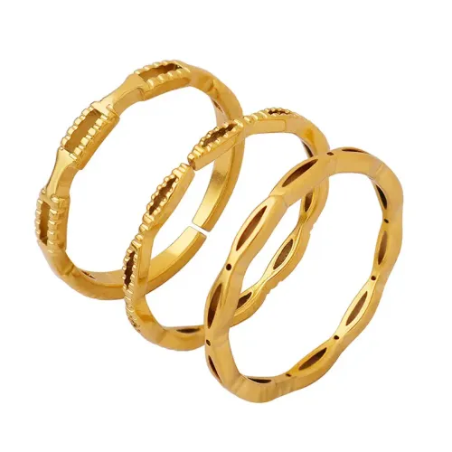 FXRT50 18K Real Gold Plated Hollow Index Finger Ring Elegant Women's Band
